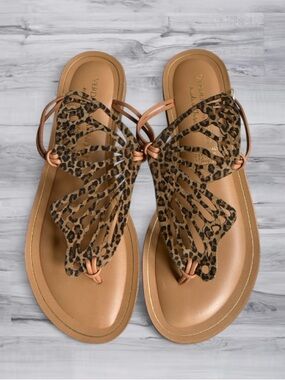 🆕🦋 Italian Leather Leopard Butterfly Sandals 7.5 NWT🐆